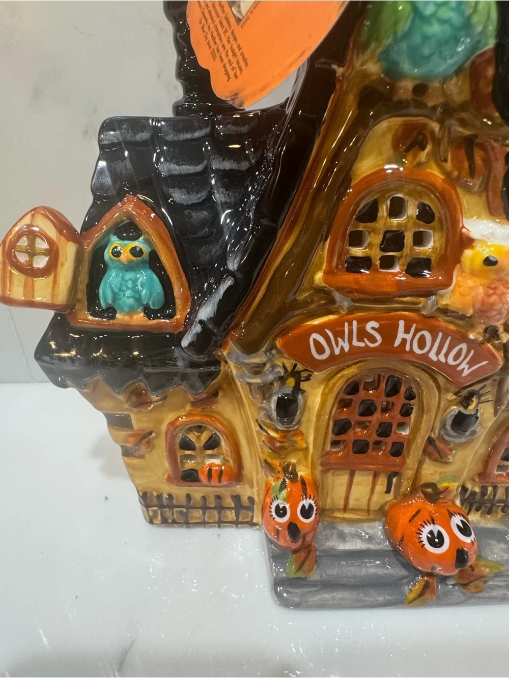 Blue Sky Clayworks Halloween/Fall “Owls Hollow” House Tealight Holder NWT - Picture 7 of 12